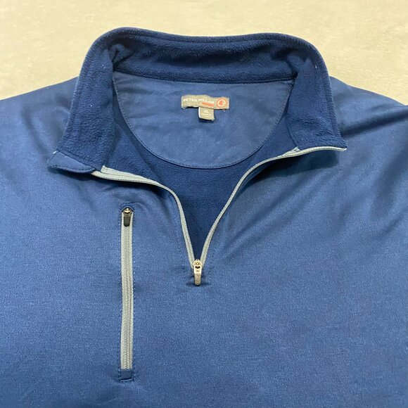 Peter Millar E4 Element Warmth Pullover Mens XL Navy Blue 1/4 Zip Golf Pocket - Picture 3 of 10